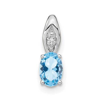 14k White Gold Aquamarine Diamond Pendant