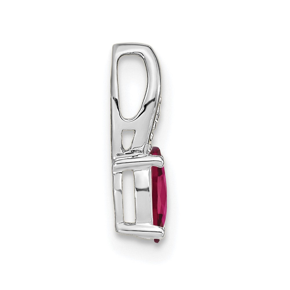 14k White Gold Ruby and Diamond Pendant