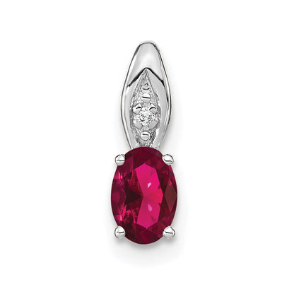 14k White Gold Ruby and Diamond Pendant