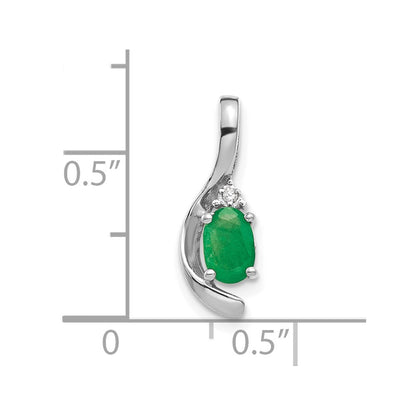 14k White Gold Emerald and Diamond Pendant