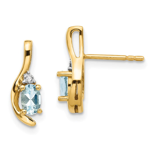 14K Diamond and Aquamarine Earrings