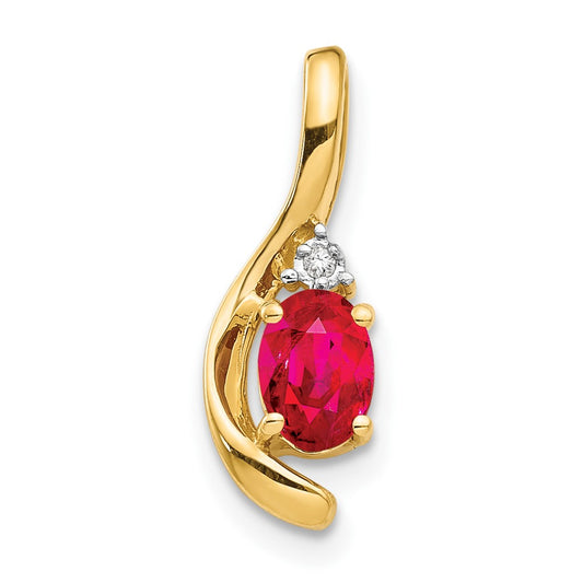 14K Diamond and Ruby Pendant