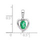 14k White Gold Emerald and Diamond Heart Pendant