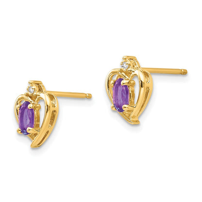 10k Yellow Gold Diamond u0026 Amethyst Earrings