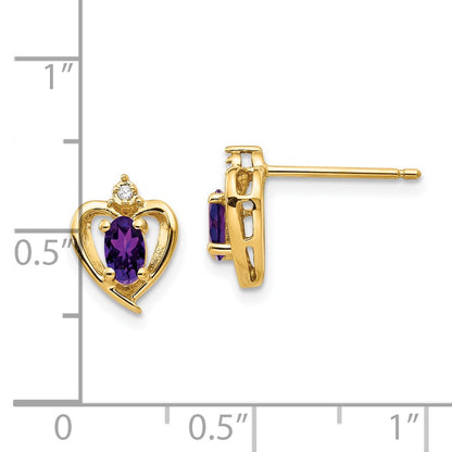 10k Yellow Gold Diamond u0026 Amethyst Earrings