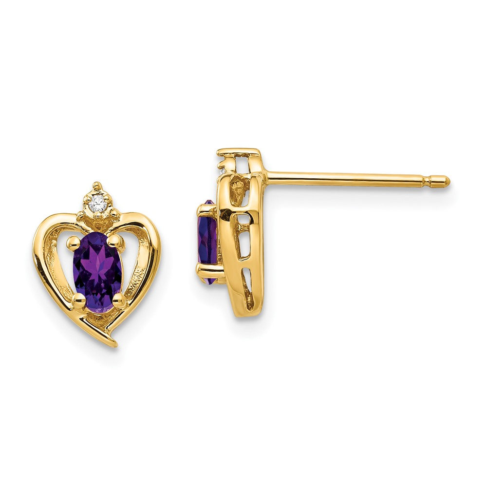 10k Yellow Gold Diamond u0026 Amethyst Earrings