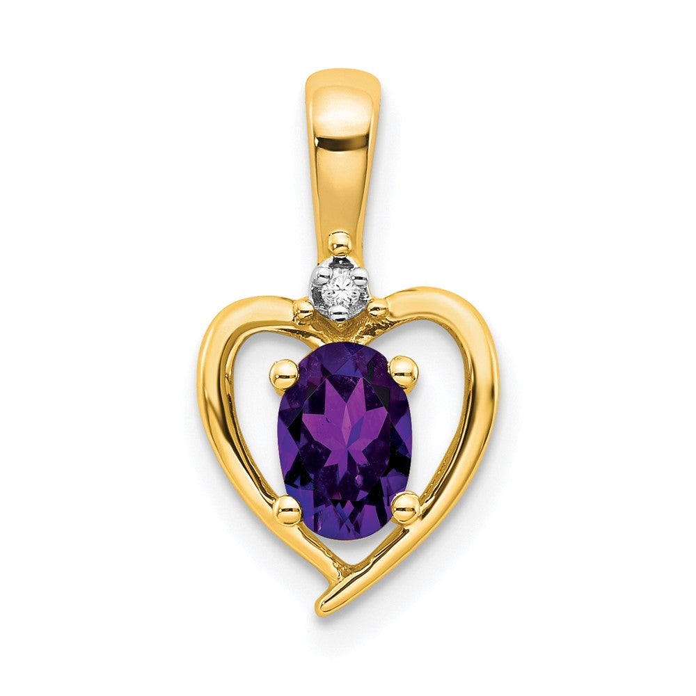 10k Yellow Gold Diamond u0026 Amethyst Pendant
