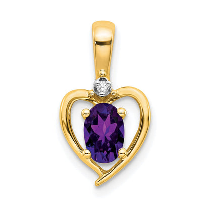 10k Yellow Gold Diamond u0026 Amethyst Pendant