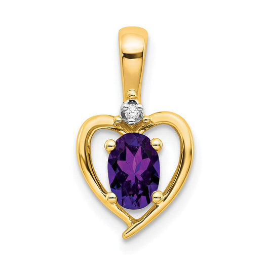 10k Yellow Gold Diamond u0026 Amethyst Pendant