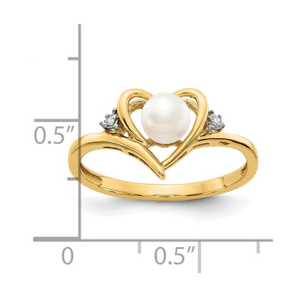 10K Yellow Gold Real Diamond u0026 FW Cultured Pearl Ring