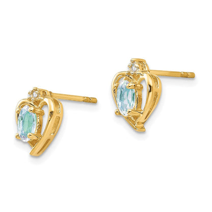 10k Yellow Gold Diamond u0026 Aquamarine Earrings