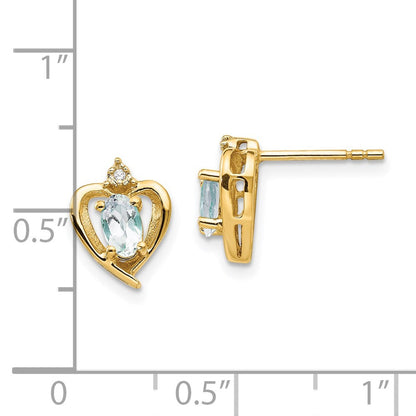 10k Yellow Gold Diamond u0026 Aquamarine Earrings