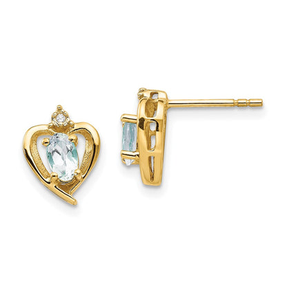 10k Yellow Gold Diamond u0026 Aquamarine Earrings