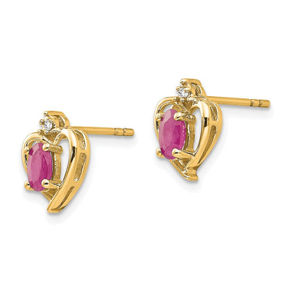 10k Yellow Gold Diamond u0026 Ruby Earrings