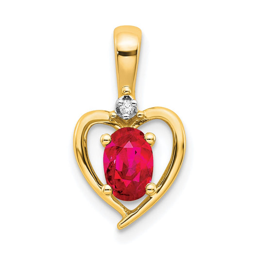 14K Diamond and Ruby Pendant