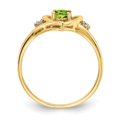 10K Yellow Gold Real Diamond u0026 Peridot Ring
