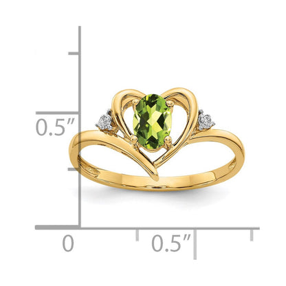 10K Yellow Gold Real Diamond u0026 Peridot Ring