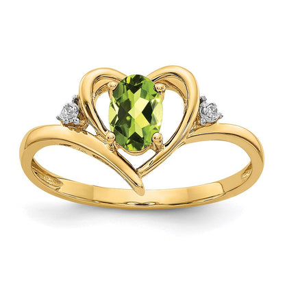 10K Yellow Gold Real Diamond u0026 Peridot Ring