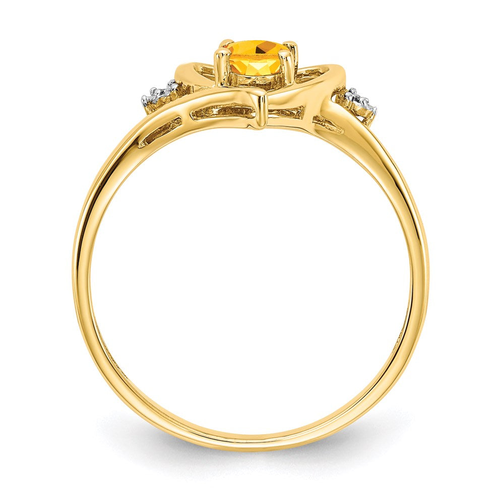 10K Yellow Gold Real Diamond u0026 Citrine Ring