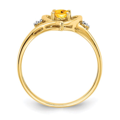 10K Yellow Gold Real Diamond u0026 Citrine Ring