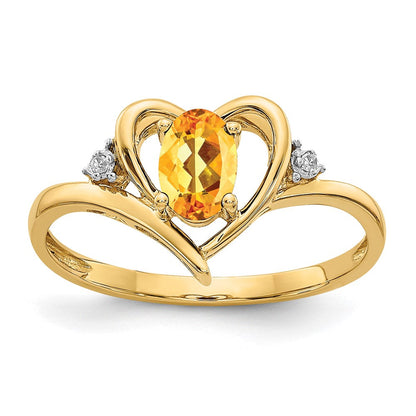 10K Yellow Gold Real Diamond u0026 Citrine Ring