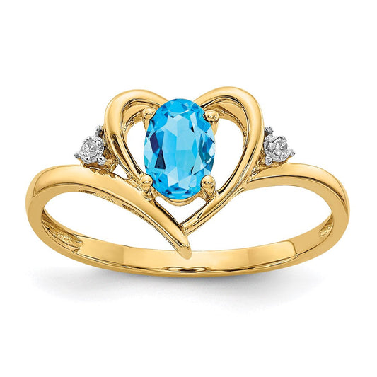 10K Yellow Gold Real Diamond u0026 Blue Topaz Ring