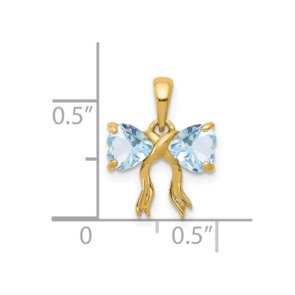 14k Yellow Gold Gold Polished Aquamarine Bow Pendant