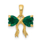 14k Yellow Gold Gold Polished Created Emerald Bow Pendant
