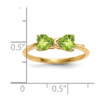 14k Gold Polished Peridot Bow Ring