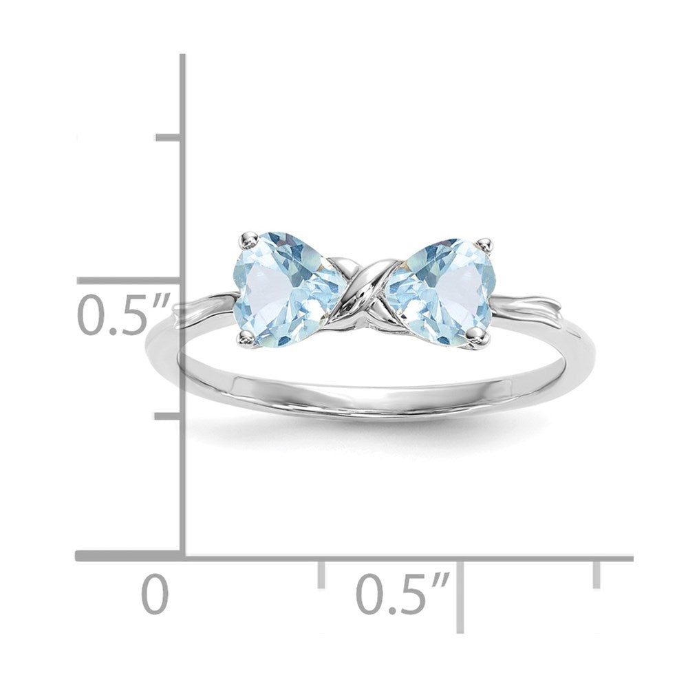 14k White Gold Polished Aquamarine Bow Ring