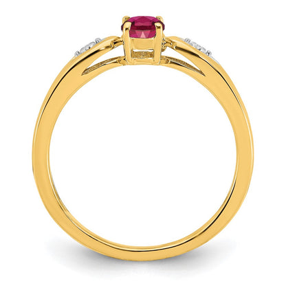 14K Yellow Gold Ruby and Real Diamond Ring
