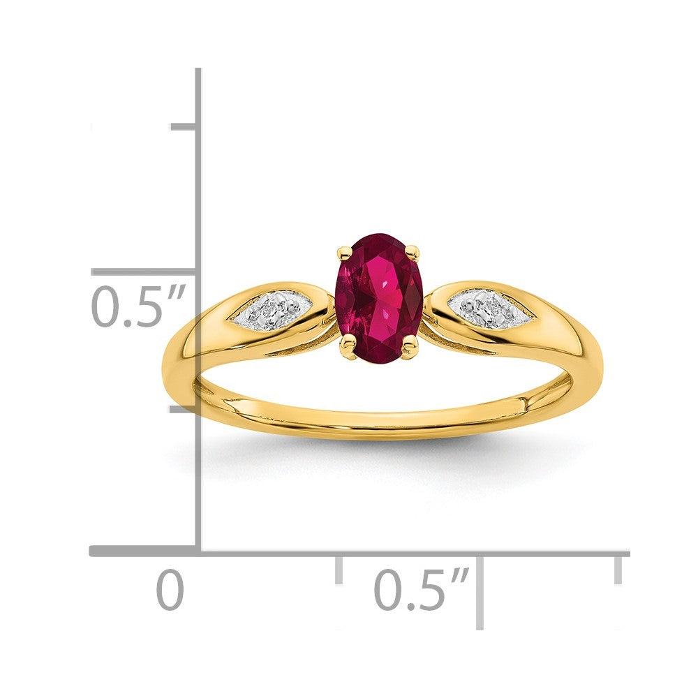 14K Yellow Gold Ruby and Real Diamond Ring