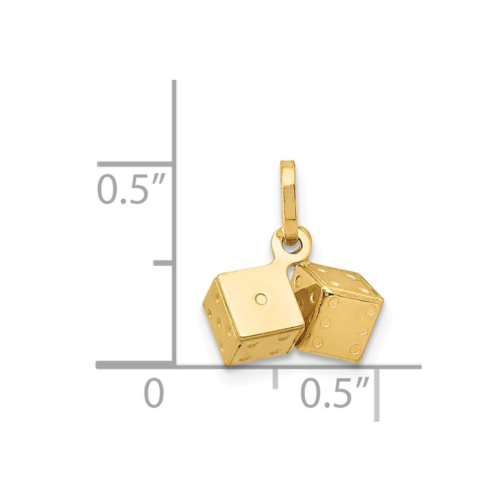 14k Yellow Gold  3D Dice Charm