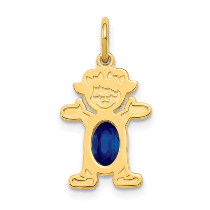 14k Yellow Gold Girl 6x4 Oval Genuine Sapphire-September