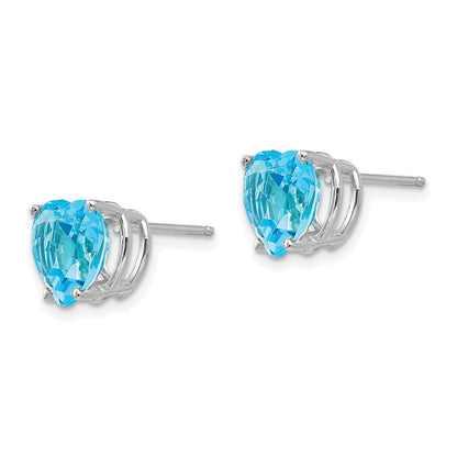 14k Yellow Gold Blue Topaz heart stud Earrings