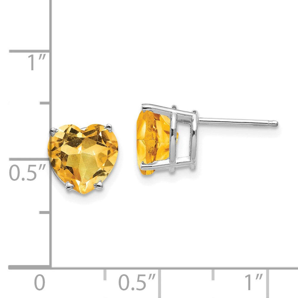 14k Yellow Gold Citrine heart stud Earrings
