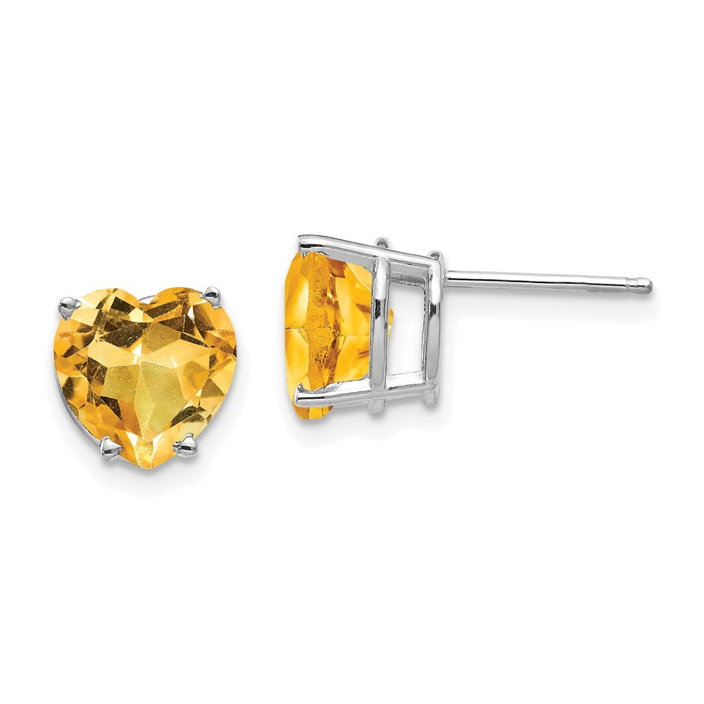14k Yellow Gold Citrine heart stud Earrings
