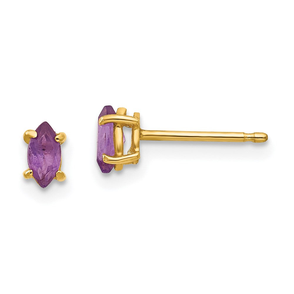 14k Yellow Gold 5x2.5mm Marquise Amethyst Earrings