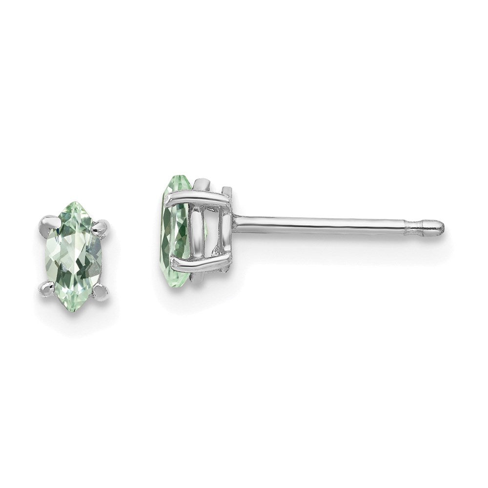 14k White Gold 5X2.5mm Marquise Green Quartz Earring