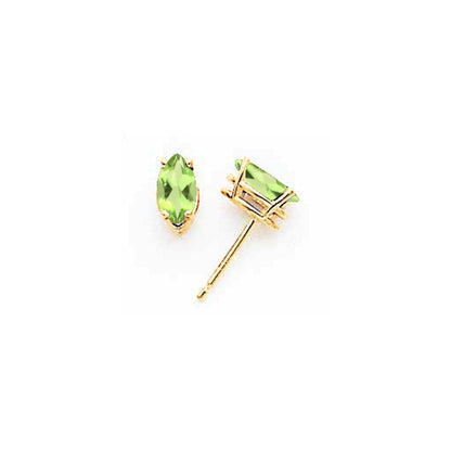 14k Yellow Gold 7x3.5mm Marquise Peridot Earrings