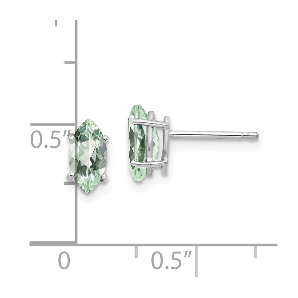 14k White Gold 8x4mm Marquise Green Quartz Earring