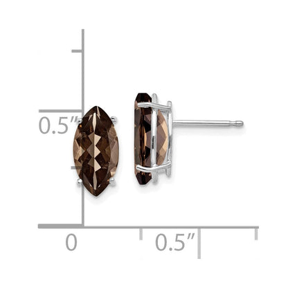 14k White Gold 10x5mm Marquise Smok Yellow Gold Quartz Earring