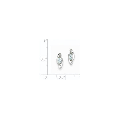 14k White Gold Real Diamond and Aquamarine Earrings