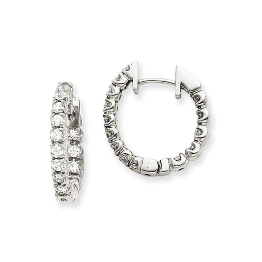 14k Yellow Gold AAA Real Diamond Hinged Hoop Earrings