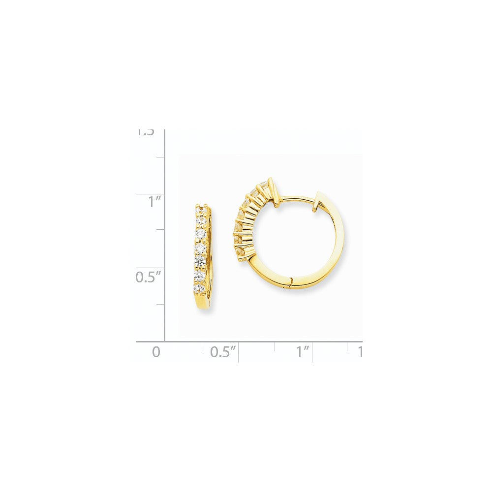 14k Yellow Gold AAA Real Diamond Higned Hoop Earrings