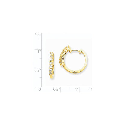 14k Yellow Gold AAA Real Diamond Higned Hoop Earrings