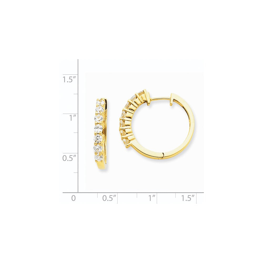 14k Yellow Gold Real Diamond Hinged Hoop Earrings