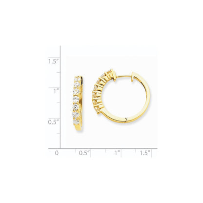 14k Yellow Gold Real Diamond Hinged Hoop Earrings