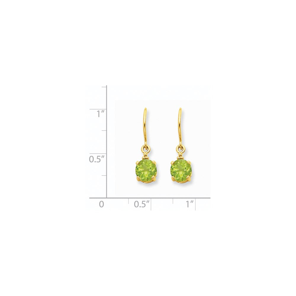 14k Yellow Gold Peridot u0026 Real Diamond Dangle Earrings