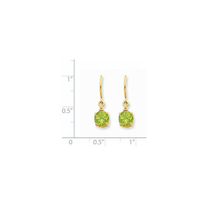 14k Yellow Gold Peridot u0026 Real Diamond Dangle Earrings